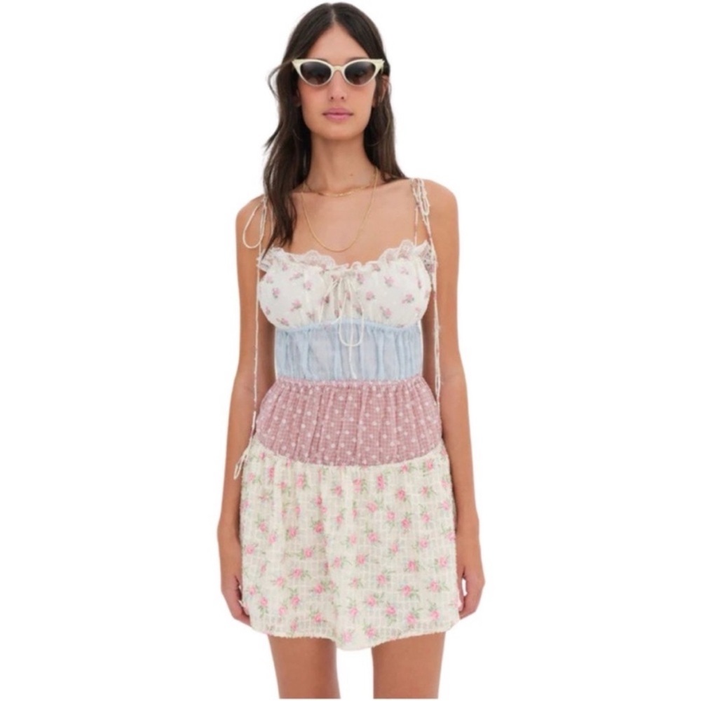 For love & lemons floral patchwork dress